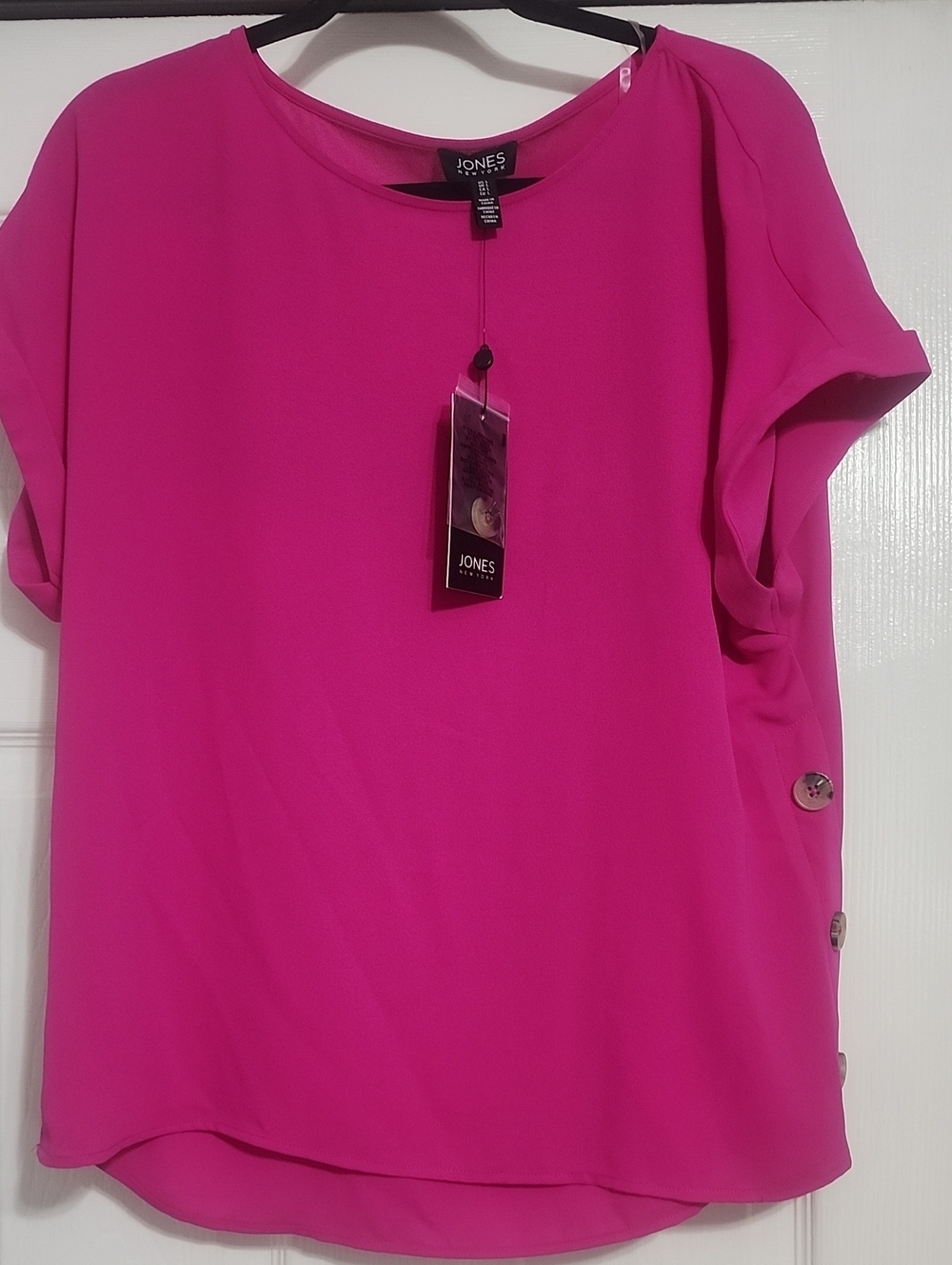 Jones New York Fuchsia Short Sleeve Blouse